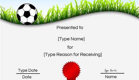 Printable Soccer Participation Certificate Sports Award Etsy