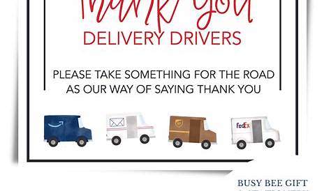 Free Thank You Delivery Drivers Printable