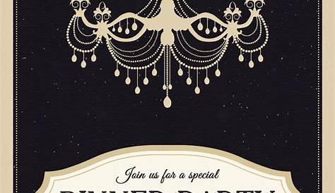 French Dinner Party Invitation Wording Wedding Black Card With Gold