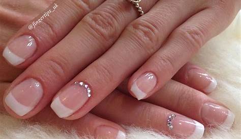 French Manicure With Gems Pretty Nail Designs Nail Designs Gem Nail