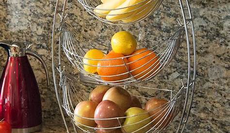 Fruit Holder For Kitchen Basket, 2 Tier Counter Bowl Storage