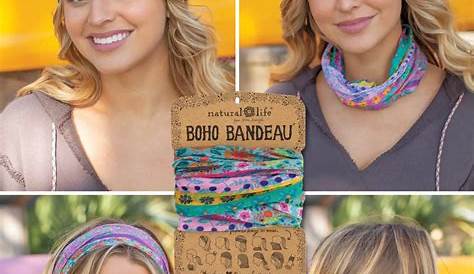 Full Boho Bandeau Headband Blue Pink Border