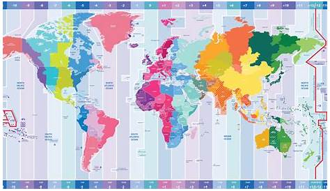 Carte du monde des fuseaux horaires ≡ Voyage - Carte - Plan