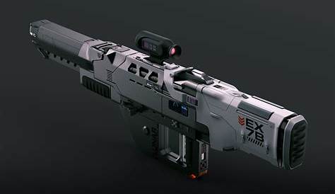 Futuristic assault rifle sci-fi 3D model low-poly