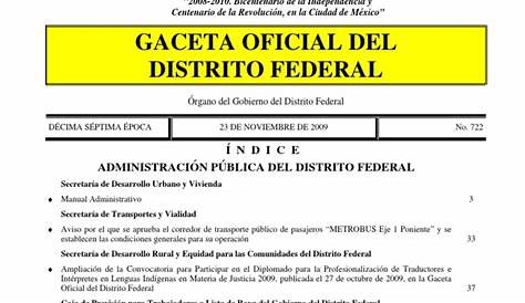 Gaceta Oficial Del Distrito Federal | Ciudad de México | México