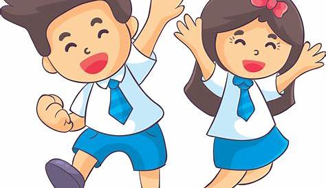 Gambar Ilustrasi Vektor Karakter Anak Sekolah Dasar Indonesia, Sekolah