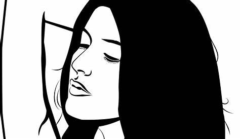 Black And White Drawing Of Young Woman's Face - Gambar Cewek Hitam