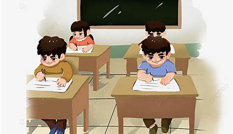 Gambar Ujian Persiapan Belajar Siswa Vektor Kartun Digambar Tangan PNG