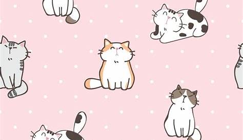 Pink Wallpaper Gambar Kucing Comel Kartun / Cute Cat Background