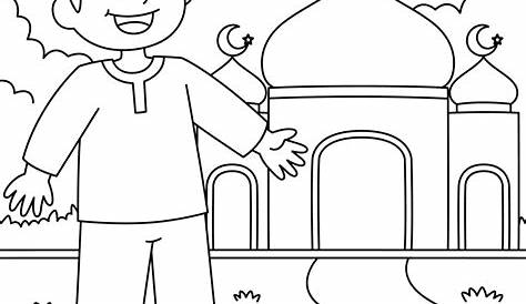Gambar Mewarnai Pemandangan Masjid - Reverasite