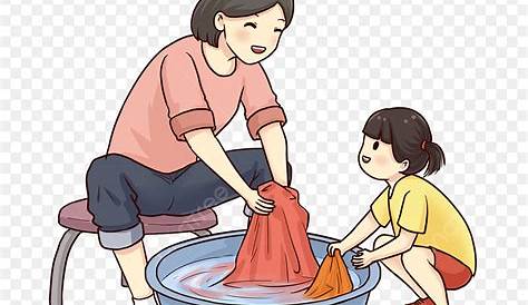 Gambar Bantu Ibu Mencuci Pakaian, Hari Ibu, Ibu, Ibu PNG Transparan