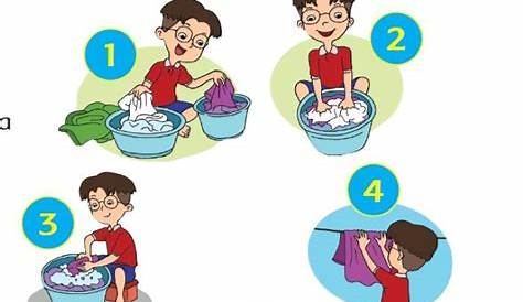 Gambar Urutan Mencuci Baju - Bila terdapat logo mencuci dengan tangan