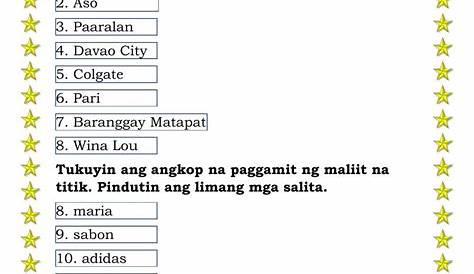 Gamit ng malaki at maliit na letra - Aktibidad sa pagtuturo