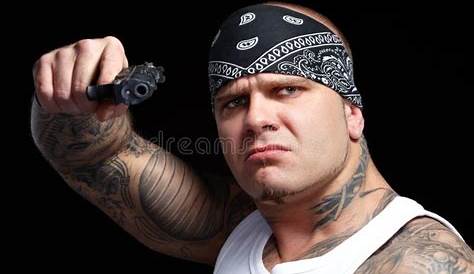 Male Gangster Aiming Machine Gun Stock Photo - Image of machine