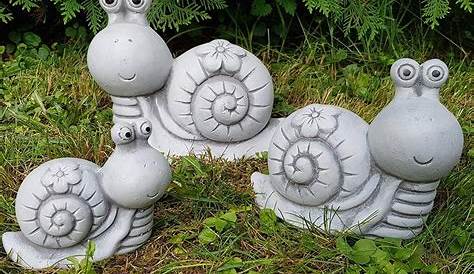 Gartenfiguren 3-Set süße Schnecken-Familie Deko für außen Garten Balkon