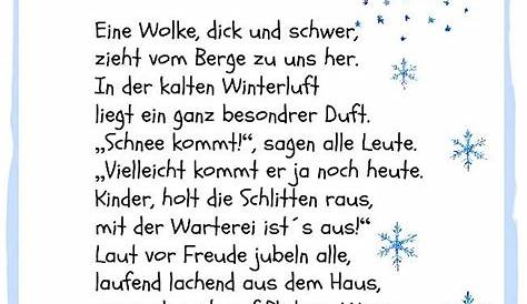 Gedicht, wenn es endlich schneien soll - 3 Strophen Thema Winter Im