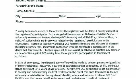 Printable Generic Sports Waiver Form Printable Forms Free Online