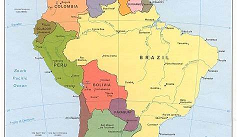 Carte de l'Amérique du Sud (relief).