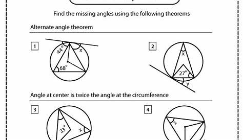 Angles in a Circle Worksheets Math Monks