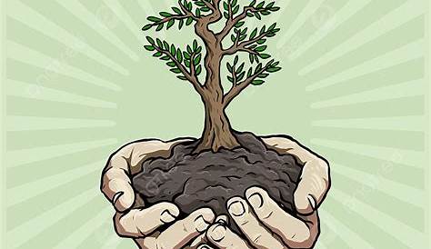 Go Green Poster Vector Hd PNG Images, Hand With Plant For Go Green