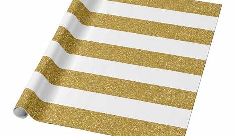 Gold Glitter and White Striped Wrapping Paper | Zazzle.com | Gold