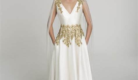 Gold Applique Wedding Dress 2015 Luxury Mermaid High Neck Sheer