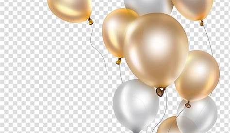 Balloon seamless border with shiny gold glitter and star confetti