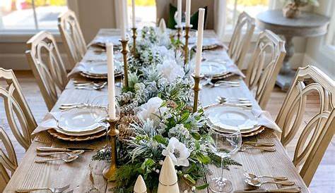 Elegant Gold And White Christmas Tablescape Setting for Four