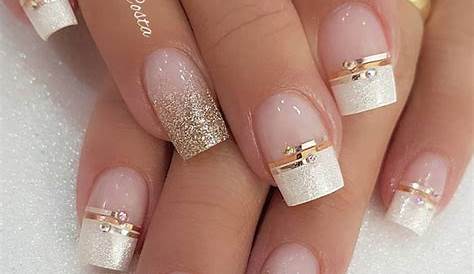 Gold Glittery Nail Tips Design Idea! Gold Wedding Gold Bridal
