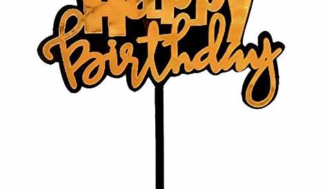Gold Happy Birthday Banner Cake Topper | Happy birthday cake topper