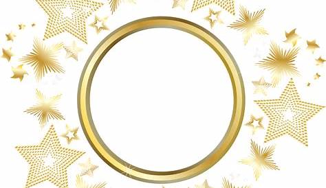 Circle Gold Star - Decorative gold star round frame png download - 1387