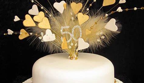 glittery gold happy 50th anniversary cake topper for 50th birthday