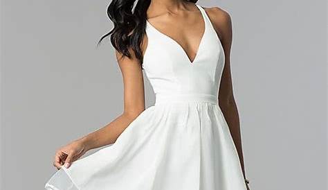White Graduation Dress with Off The Shoulder and Short Sleeve