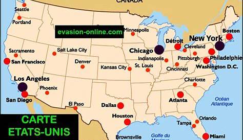 Carte des USA (Etats-Unis) - Cartes du relief, villes, administratives