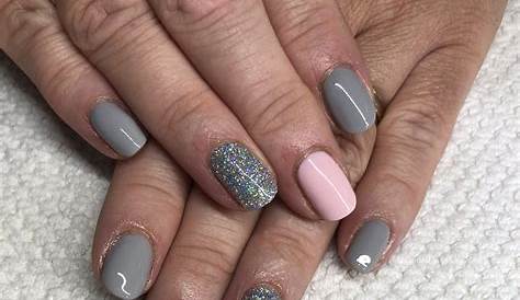 Gray And Pink Winter Nails