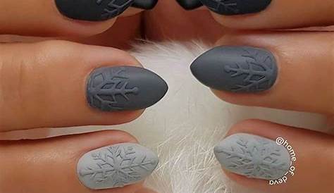 Gray And White Winter Nails