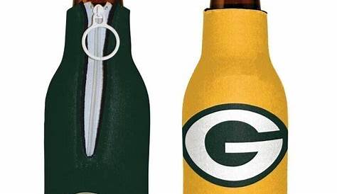 2 GREEN BAY PACKERS BEER SODA WATER BOTTLE ZIPPER KOOZIE COOLIE HOLDER