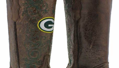 Green Bay Packers Ladies Flyover Pull-Up Cowboy Boots - Brown/Green