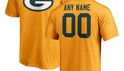 NFL Pro Line Green Bay Packers Gold Personalized Name & Number Logo T-Shirt