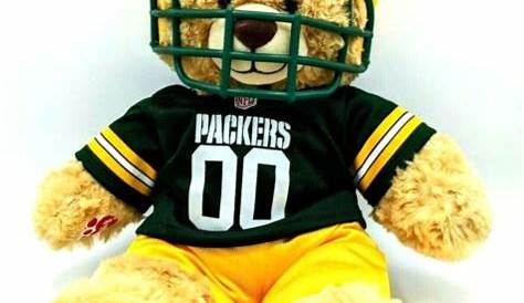 Interactive plush Packers bear teaches your child how to snap, buckle