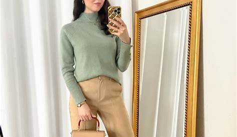 100+ Adorable Outfit Ideas To Wear This Winter: green and beige mini