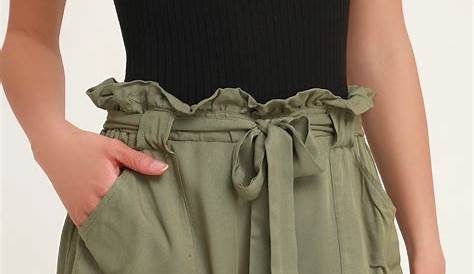 It's All So Simple Olive Green Paperbag Shorts Shop The Mint