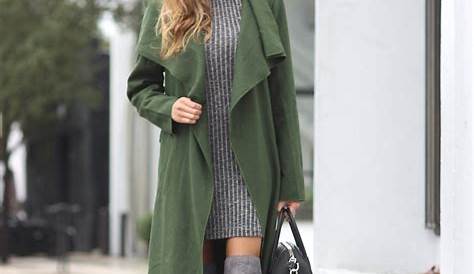 A cute fall outfit, olive green pants and cream sweater with fall