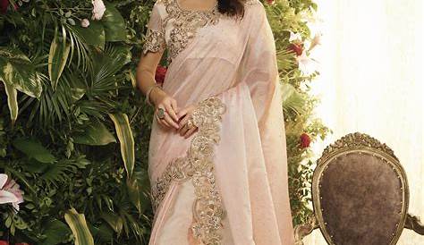 Grey Saree With Pink Border | Backless blouse designs, Saree trends