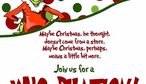 Grinch "Whobilation" Christmas Party Invitation Grinch christmas