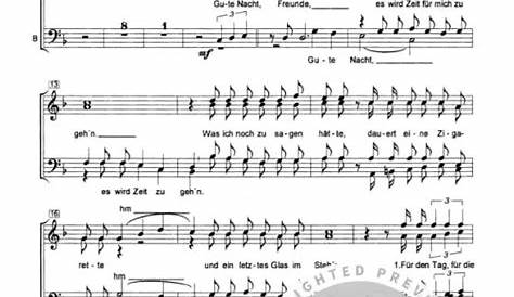 Gute Nacht Freunde music sheet and notes by Reinhard Mey