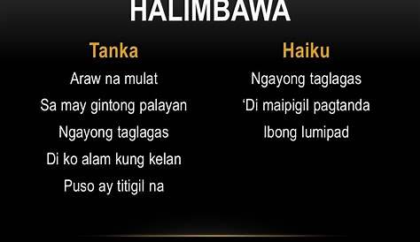 Haiku Examples 5-7-5 Tagalog Kalikasan - kalikasan sansinukob