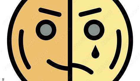 Happy half sad emoji icon, outline style 15307454 Vector Art at Vecteezy