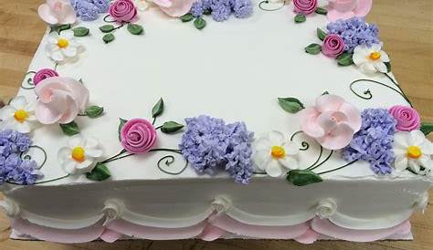 Half Sheet Cake With Flowers
