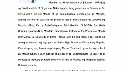 Solution Pagsulat Sa Filipino Sa Piling Larang Akademiks Bionote | My